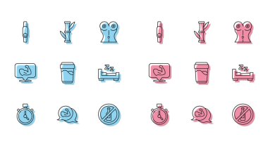 Stopwatch vücut geliştirici kas geliştirici Smartwatch su saati uykusu ve bambu ikonu olan alkol bardağı yok. Vektör.