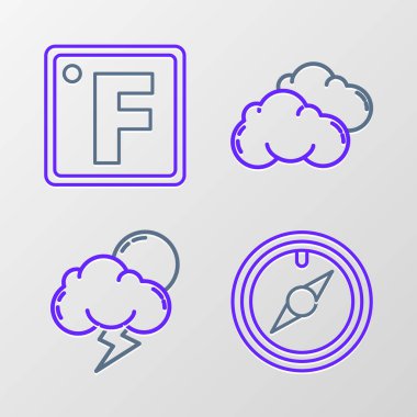 Rüzgar Fırtınası Bulutu ve Fahrenheit simgesi. Vektör.