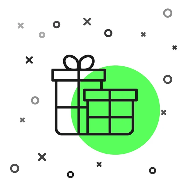 Schwarze Linie Geschenk Box Symbol Isoliert Auf Weißem Hintergrund Frohe — Stockvektor