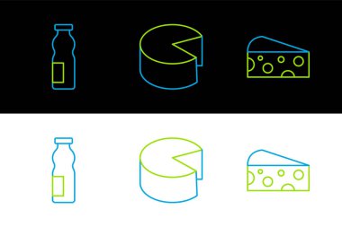 Peynirli yoğurt şişesi ve ikon. Vektör.