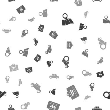 Katlanmış haritayı konuma göre ayarla, taksi ehliyeti, konum taksisi ve araba kusursuz. Vektör.