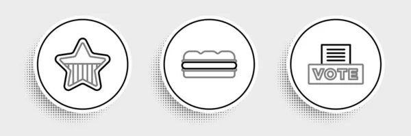 Définir Ligne Boîte Vote Usa Independence Day Sandwich Icon Vecteur — Image vectorielle