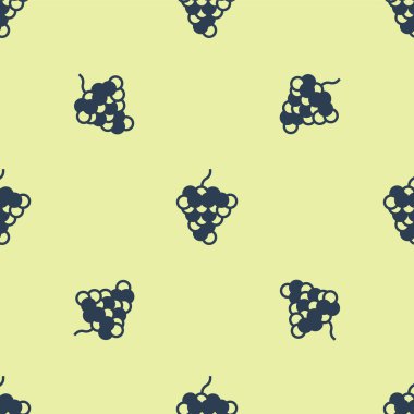 Mavi Üzüm Meyvesi ikonu sarı arka planda izole edilmiş pürüzsüz desen. Vektör.