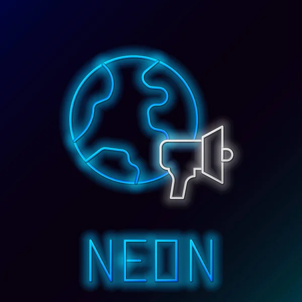 Žhnoucí Neon Line Ikona World News Izolovaná Černém Pozadí Aktuální — Stockový vektor