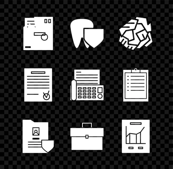 Set Enveloppe Commandée Dent Avec Bouclier Boule Papier Froissée Document — Image vectorielle