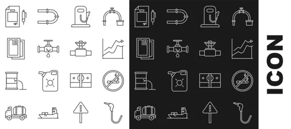 Set Line Benzinpumpe Düse Smoking Oil Preiserhöhung Benzin Oder Tankstelle — Stockvektor