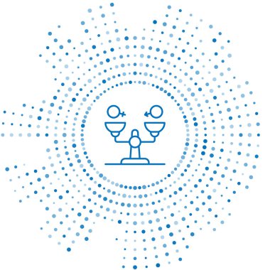 Mavi çizgi cinsiyet eşitliği simgesi beyaz arkaplanda izole edildi. Eşit ücret ve fırsat iş konsepti. Soyut çember rastgele noktalar. Vektör.