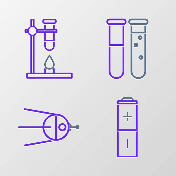 Set Line Battery Satellite Test Tube Flask Chemical Laboratory Glass — Archivo Imágenes Vectoriales