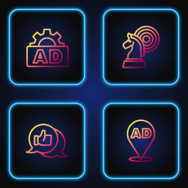 Satır Reklamcılığı, Müşteri Ürünleri Derecelendirme ve Satranç. Renk simgeleri. Vektör.