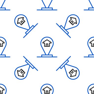 Beyaz zemin üzerinde ev simgesi izole edilmiş çizgi haritası işaretçisi. Ev konumu belirleyici sembol. Renkli taslak konsepti. Vektör.