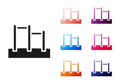 Siyah Spor yatay çubuk simgesi beyaz arkaplanda izole edildi. Simgeleri renklendirin. Vektör.
