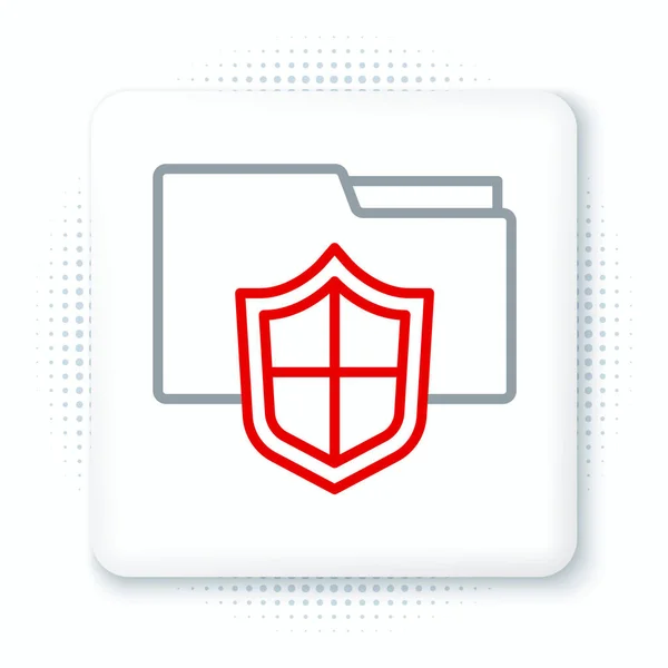 Line Document Ordner Protection Concept Symbol Isoliert Auf Weißem Hintergrund — Stockvektor