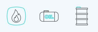 Fıçı yağı yangını ve petrol depolama ikonu oluşturun. Vektör.