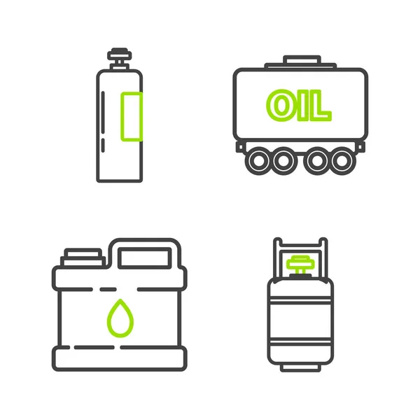 Set Line Depósito Gas Propano Bote Para Máquina Motor Aceite — Archivo Imágenes Vectoriales