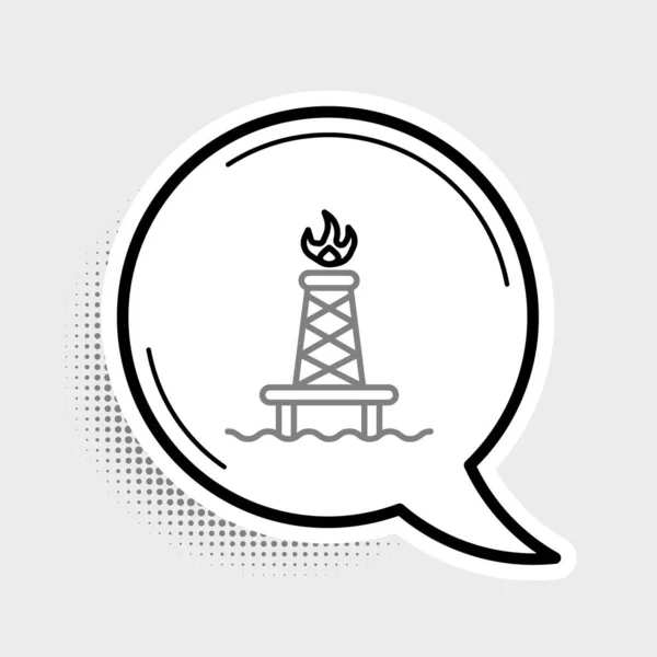 ラインオイルリグ灰色の背景に隔離された火のアイコン ガス塔だ 産業用オブジェクト カラフルなアウトラインコンセプト ベクトル — ストックベクタ