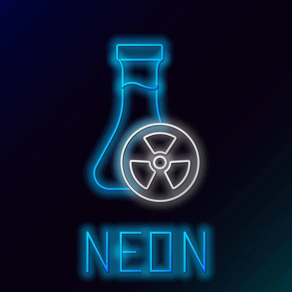 Сяюча Неонова Лінія Лабораторний Хімічний Склянка Токсичною Іконою Рідини Ізольована — стоковий вектор