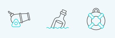 Lifebuoy Cannon ve Bottle 'a su ikonu mesajı yollayın. Vektör.