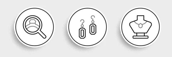 Установить Линию Ожерелье Манекене Бриллиантовое Обручальное Кольцо Значок Серьги Вектор — стоковый вектор
