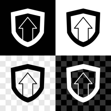 Finansal büyüme ikonunu siyah beyaz, şeffaf arkaplanda izole et. Gelirleri arttırıyorum. Vektör.