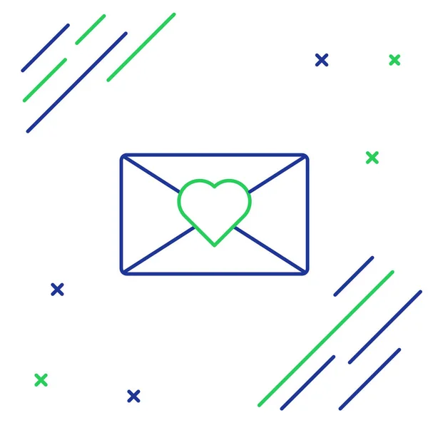 Enveloppe Ligne Avec Icône Coeur Valentin Isolé Sur Fond Blanc — Image vectorielle