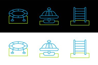 İsveç duvarı trambolin atlama ve atlıkarınca ikonu. Vektör.