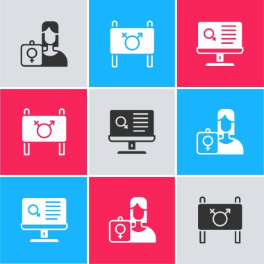 Feminist aktivist ve randevu uygulaması simgesini ayarla. Vektör.