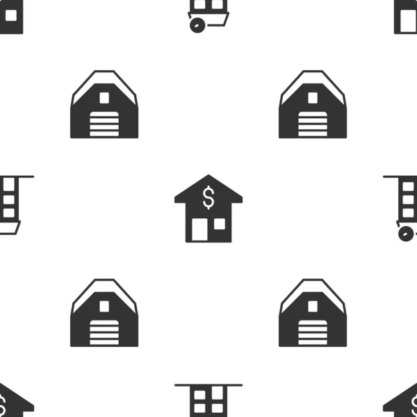 Set Maison Avec Dollar Garage Sur Motif Sans Couture Vecteur — Image vectorielle