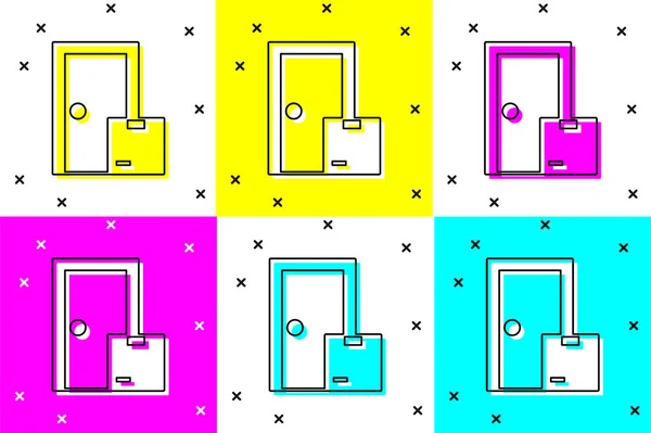 Définir Icône Des Services Livraison Domicile Isolé Sur Fond Couleur — Image vectorielle