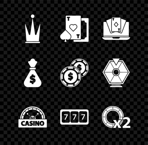Набор Crown Игральная Карта Сердцем Онлайн Покер Настольная Игра Казино — стоковый вектор