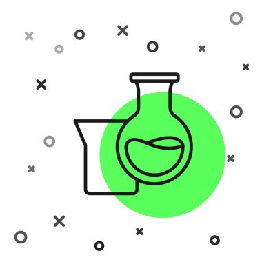 Beyaz arka planda siyah çizgi petrol test tüpü ikonu izole edildi. Vektör.