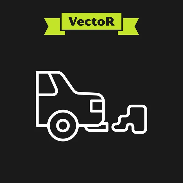 Línea Blanca Icono Escape Del Coche Aislado Sobre Fondo Negro — Vector de stock