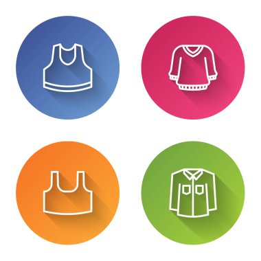 Undershirt ve Shirt 'ü ayarla. Renkli daire düğmesi. Vektör.