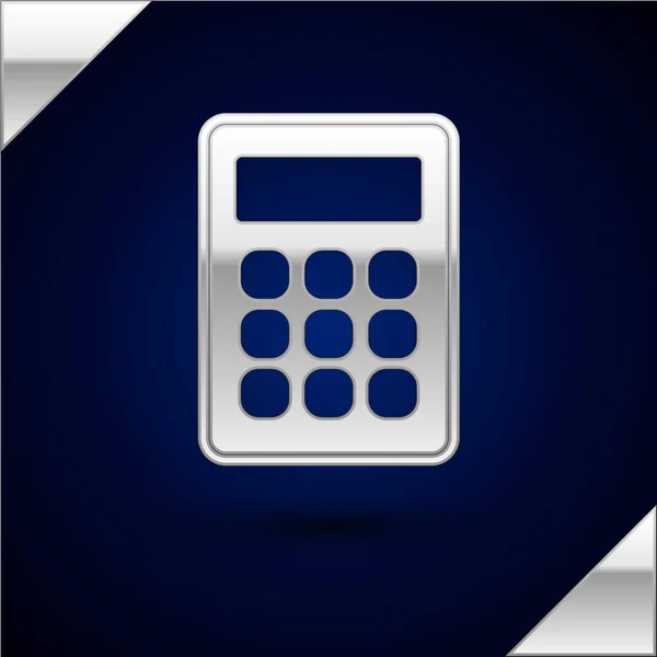 Icône Calculatrice Argent Isolée Sur Fond Bleu Foncé Symbole Comptable — Image vectorielle