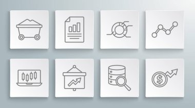 Borsa büyümesi grafiklerini grafik sunucusu Financial dollar Pie Infographic Grafik ve Kömür Madeni ikonu ile ayarla. Vektör.