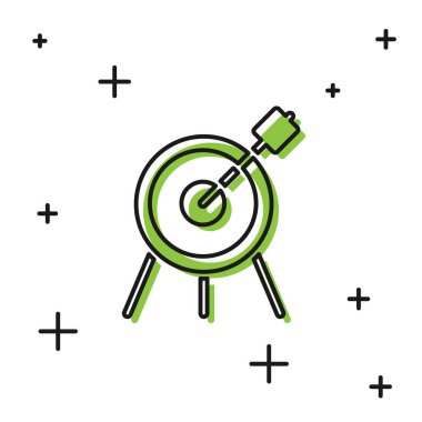 Siyah Hedef spor simgesi beyaz arkaplanda izole edildi. Atış mesafesi ya da atış mesafesi için sayıları olan temiz bir hedef. Vektör.