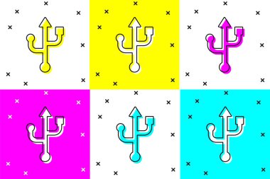 Renk arkaplanında USB simgesi izole et. Vektör.