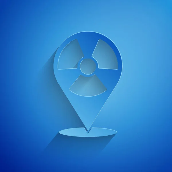 Řez Papíru Radioaktivní Místě Ikona Izolované Modrém Pozadí Radioaktivní Toxický — Stockový vektor