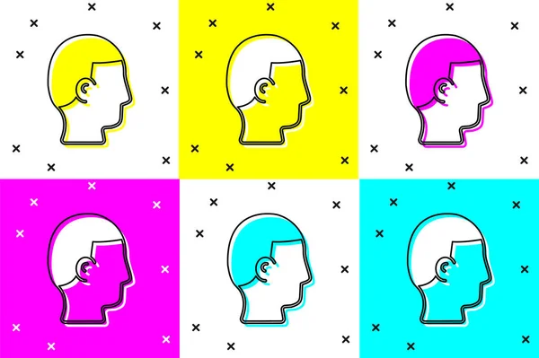 Set Hairstyle Men Icon Isolated Color Background Vector — Vettoriale Stock