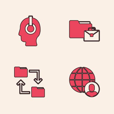 Freelancer, Çevrimiçi çalışan ve Cloud depolama belgesi dosya simgesini ayarla. Vektör.