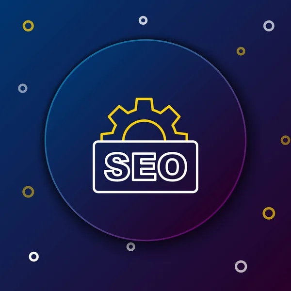 Icono Optimización Seo Línea Aislado Sobre Fondo Azul Concepto Esquema — Vector de stock