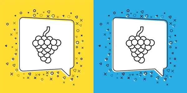 Встановити Лінію Значок Плодів Винограду Ізольовано Жовтому Синьому Тлі Векторні — стоковий вектор