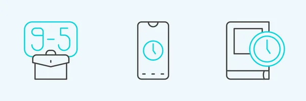 Nastavit Čáru Čas Pro Knihu Mobilní Ikona Aplikace Alarm Vektor — Stockový vektor