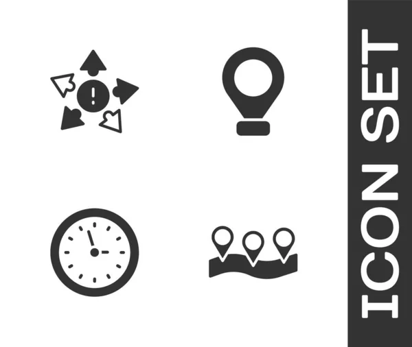 Set Location Many Ways Directional Arrow Clock Icon Vector — Stock Vector