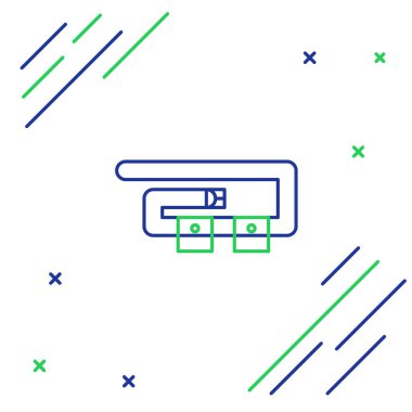 Beyaz arkaplanda çizgi dalış kemeri simgesi izole edildi. Dalış takımları. Su altı ekipmanları. Renkli taslak konsepti. Vektör.