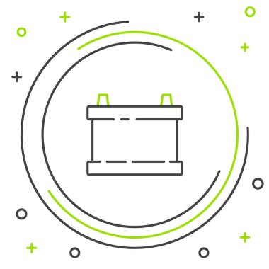 Çizgi Araba bataryası simgesi beyaz arka planda izole edildi. Akümülatör bataryası enerji ve elektrik akümülatörü bataryası. Renkli taslak konsepti. Vektör.