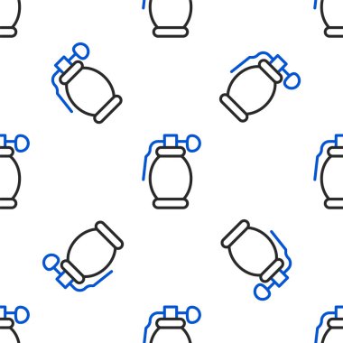 Çizgili El bombası ikonu beyaz arka planda kusursuz desen izole etti. Bomba patlaması. Renkli taslak konsepti. Vektör