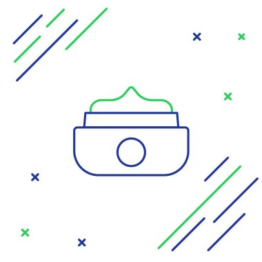 Beyaz arka planda izole edilmiş saç şekillendirme ikonu için çizgi jölesi ya da balmumu. Saç kozmetiği. Saç ve bıyık şekillendirmek için kavanoz ve ürün. Renkli taslak konsepti. Vektör