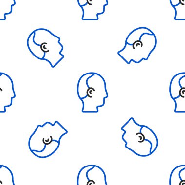 Çizgi Kellik simgesi beyaz arkaplanda izole edilmiş kusursuz desen. Alopecia. Renkli taslak konsepti. Vektör