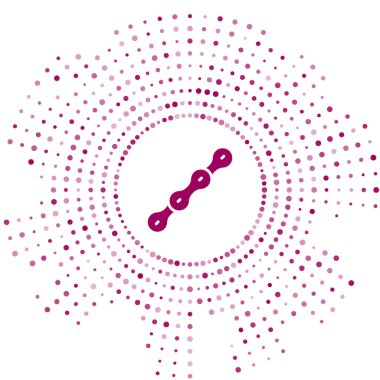 Mor bisiklet zinciri simgesi beyaz arkaplanda izole edilmiş. Bisiklet zinciri sıçrama iletimi. Soyut çember rastgele noktalar. Vektör.