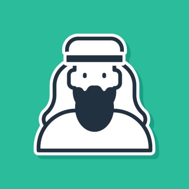 Mavi Müslüman erkek simgesi yeşil arka planda izole edildi. Vektör